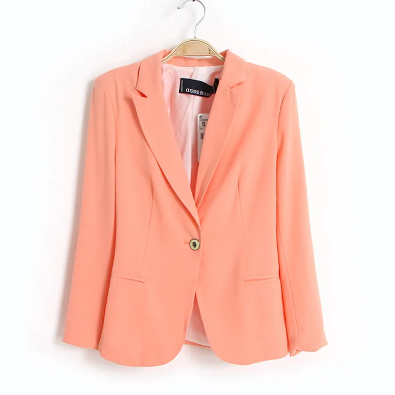 Women OL Candy Blazer Slim Single Button Fasshion Casual Bright Color Coat Summer Spring Thin Female Jacket Пиджакпальто женскоеженские курткикуртки женские осень