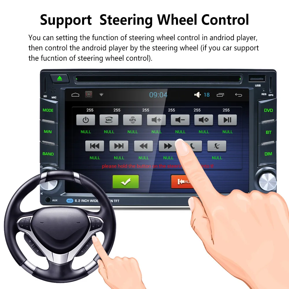Discount Android Wifi GPS Nav Car In Dash USB/SD/AUX/MP3/CD DVD Player 6.2" Double DIN FM 6