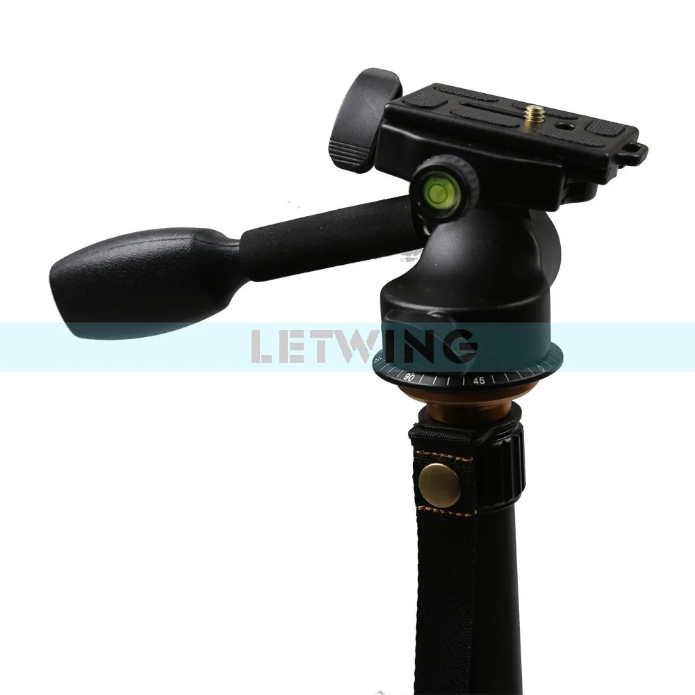 QZSD 08 Aluminum Video Tripod Ballhead 3 way Fluid Ball Head Rocker Arm