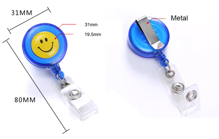 10 шт./партия компактный дизайн улыбающееся лицо ID держатель Имя тег карты ключ значок держатели барабанов выдвижной круглый полупрозрачный офис
