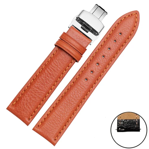 Light brown A Ремешок для часов из натуральной коровьей кожи для huawei Watch GT/Honor Watch Magic Quick Release Band стальной ремешок с пряжкой браслет на запястье - Цвет ремешка: Light brown A