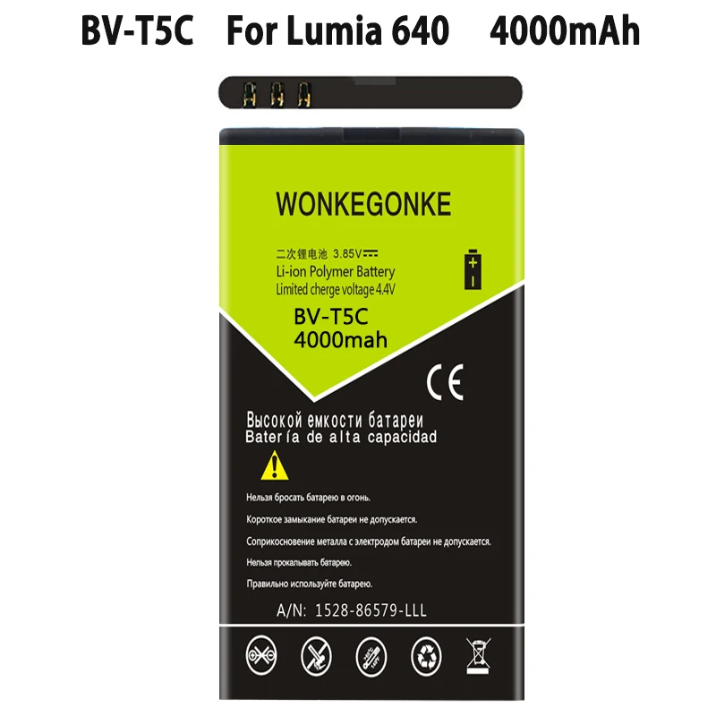 Аккумулятор WONKEGONKE BV T5C для Nokia Lumia 640 RM 1113 1073 Dual 1077 BVT5C мобильный телефон аккумулятор|Аккумуляторы мобильных