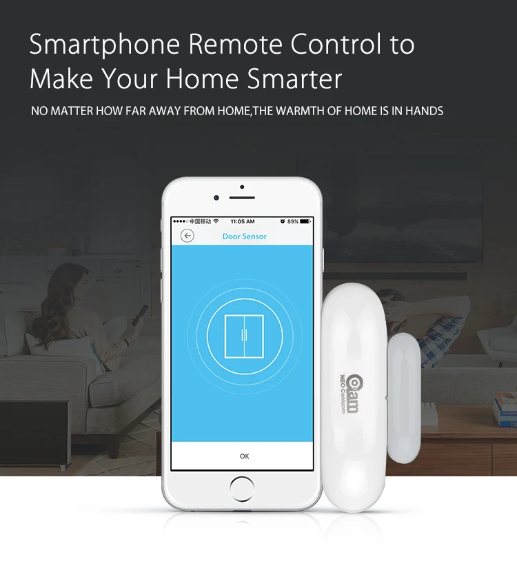 НЕО COOLCAM Smart Wi Fi двери/Windoor сенсор, умный дом автоматический сенсор, не дорогой концентратор требуется, простой Plug & Play
