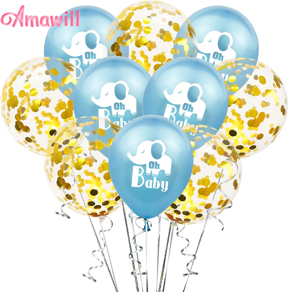 

Amawill 10pcs 12 Inch Blue Cute Elephant Latex Balloons Baby Shower Boy Confetti Balloon Birthday Party Decoration Kids 8D