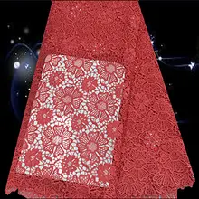 Item No.SQG44 guaranteed quality african cord lace cloth with rhinestones for wedding dress free shipping hot sale