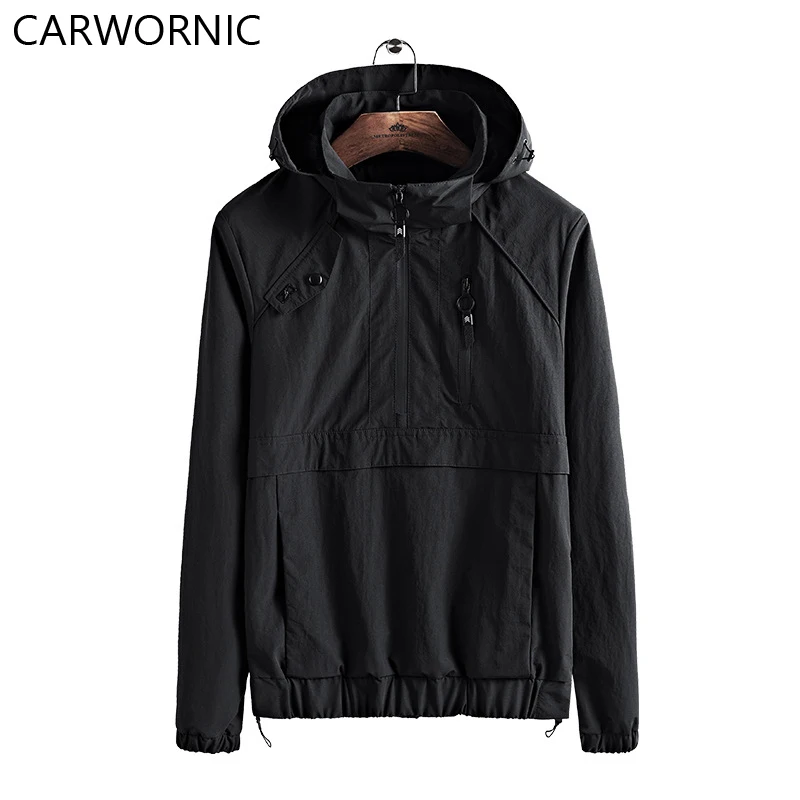 CARWORNIC 2018 Hot Trench Coat Men Spring Autumn Hooded Windbreaker Jackets Male Hat Detachable Waterproof Casual Men Clothing CARWORNIC 2018 Hot Trench Coat Men Spring Autumn Hooded Windbreaker Jackets Male Hat Detachable Waterproof Casual Men Clothing