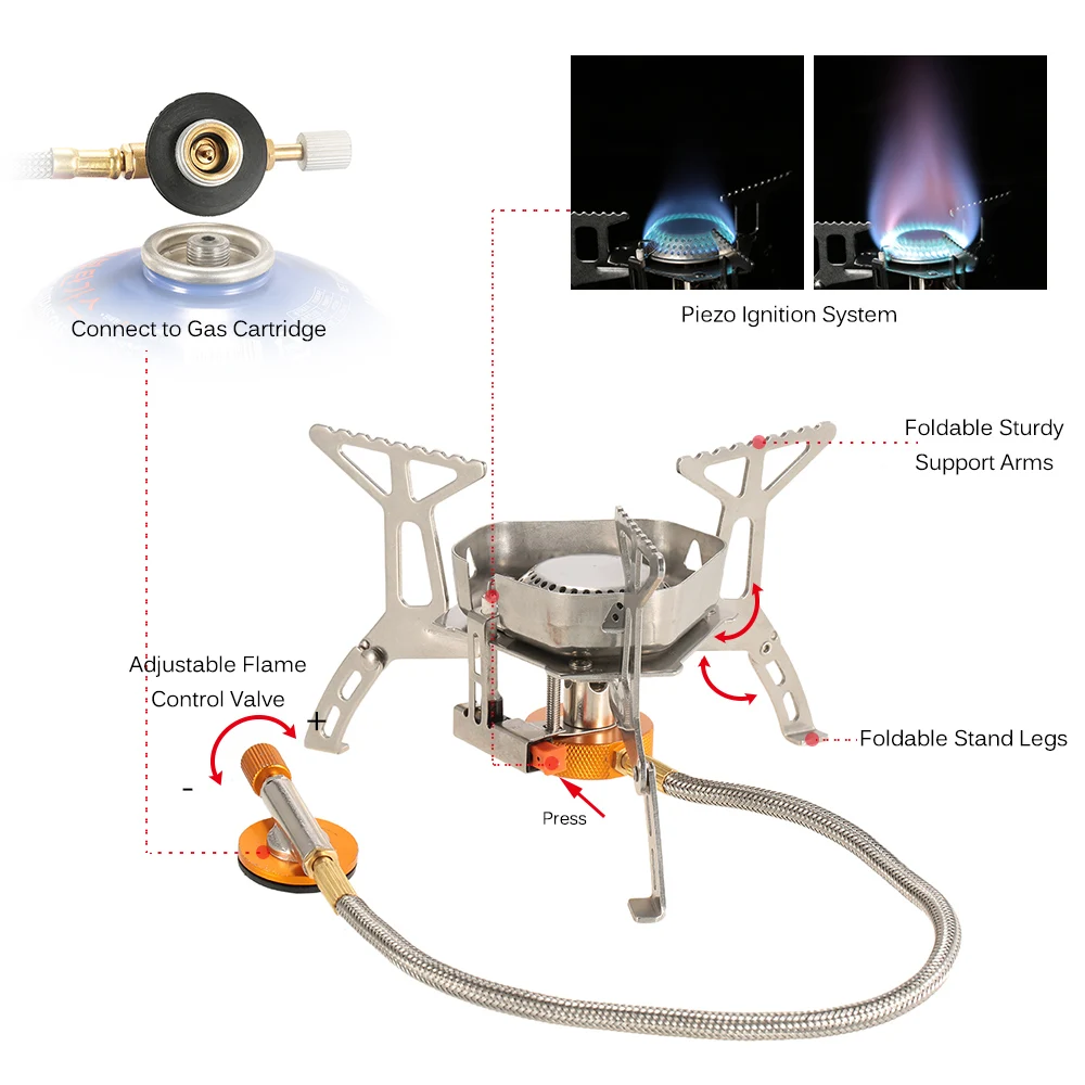 Lixada газовая горелка Складная ветрозащитная походная газовая плита портативная пьезоподжиг газовая плита для наружного кемпинга туризма
