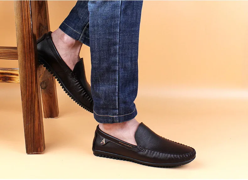 Повседневная мужская обувь из натуральной кожи; дизайнерская мужская обувь без шнуровки для вождения на плоской подошве; брендовые Модные мужские лоферы ручной работы; большие размеры