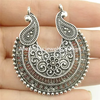 

Free shipping 17367 5PCS Tibetan Silver Hollow Flower Moon Filigree Pendant Connector