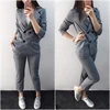Trabajo de moda trajes de pantalón 2 piezas para las mujeres doble Breasted chaqueta Blazer a rayas chaqueta y pantalón Oficina dama traje femenino 2022 ► Foto 3/6