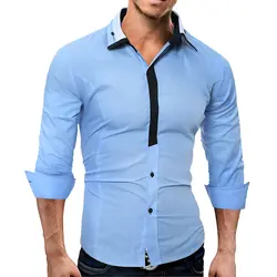Новый цвет плюс размер рубашка мужская с длинным рукавом мода Slim Fit Повседневная мужская рубашка