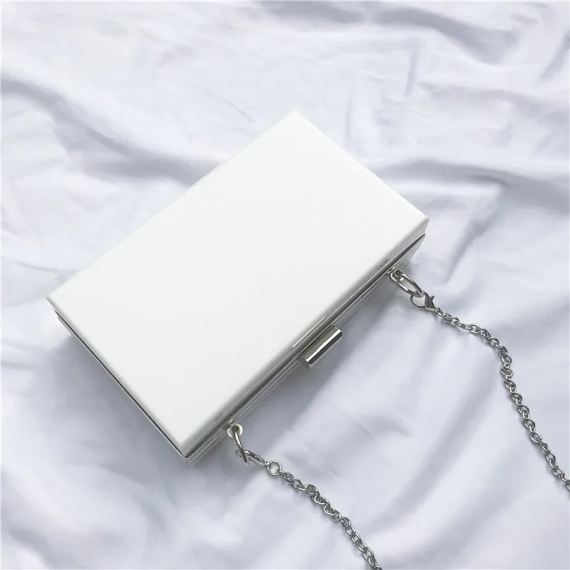 Акриловый прозрачный ПВХ женский клатч, сумка на цепочке, сумка через плечо, роскошная женская вечерняя сумка, дизайнерская Желейная сумка, женские кошельки - Цвет: white sliver O chain