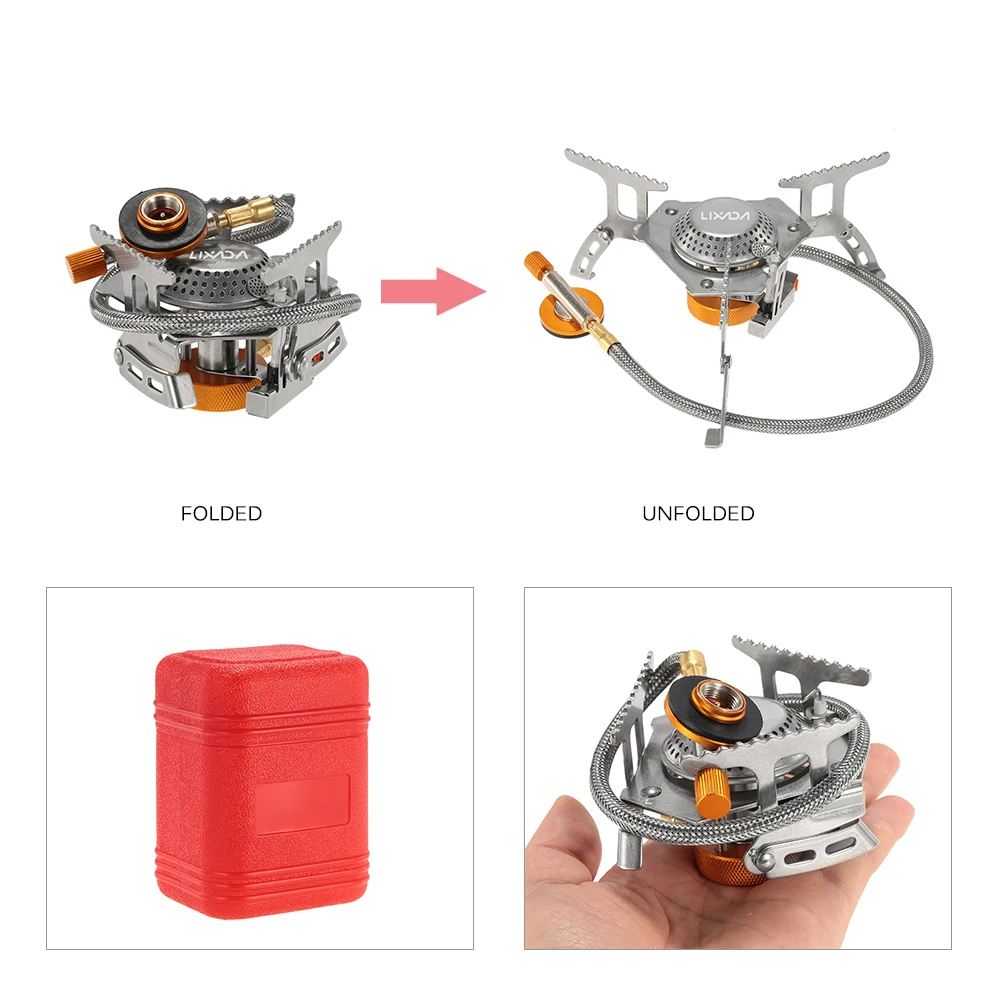 Lixada, Складная газовая плита, горелка, походная плита, кухонная посуда для пикника, раздельные печи, походные газовые печи для кемпинга, охоты, пеших прогулок