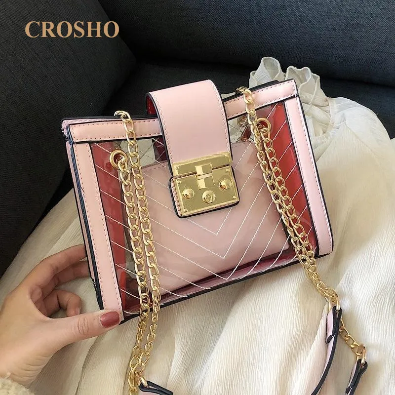 

CROSHO Summer Transparent Jelly Steamed Stuffed Bun Mother Bag Chain Single Shoulder Crossbody Composite Bag Candy Thread