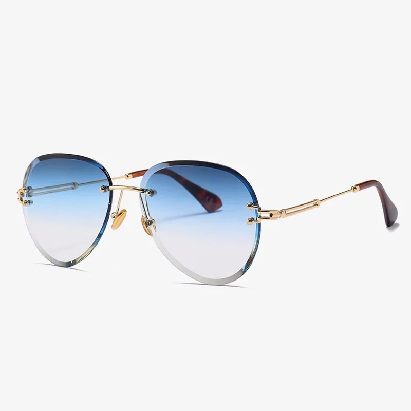 Мужские авиационные солнцезащитные очки без оправы женские брендовые дизайнерские винтажные элегантные женские солнцезащитные очки с HD линзами UV400 Oculos De Sol - Цвет линз: D453 blue