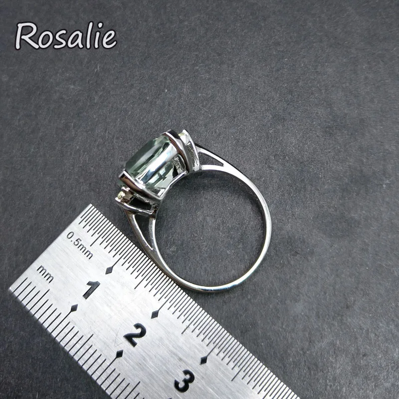 Rosalie,Natural Green amethyst quartz cushion 11*14mm gemstone Ring solid 925 sterling silver fine jewelry for women nice gift