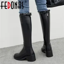 FEDONAS/осень зима Новинка выразительные женские сапоги до колена