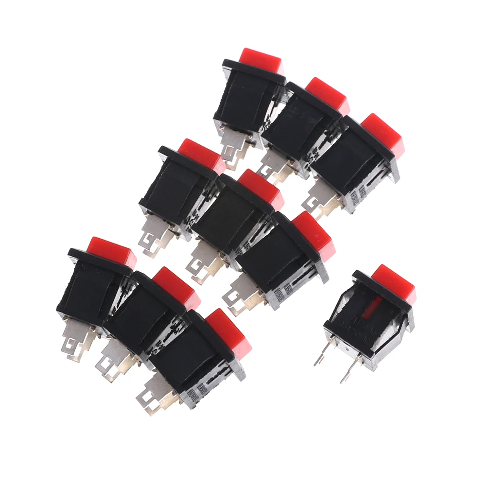 Red Square SPST Non-Locking Reset Push Button Switch SPST Push Button Switch Wholesale 10Pcs/lot