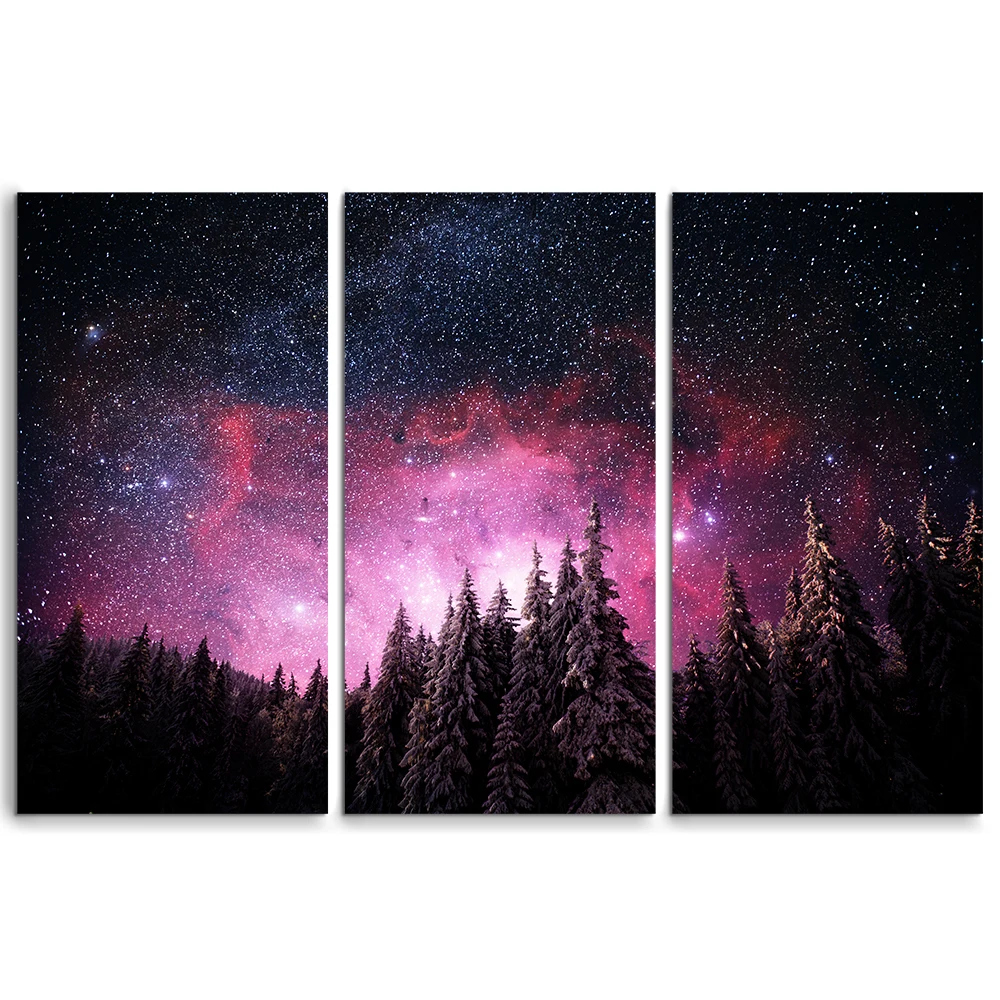 HD Printed 3 Pieces Galaxy Wall Art Starlight Pictures Print On Canvas