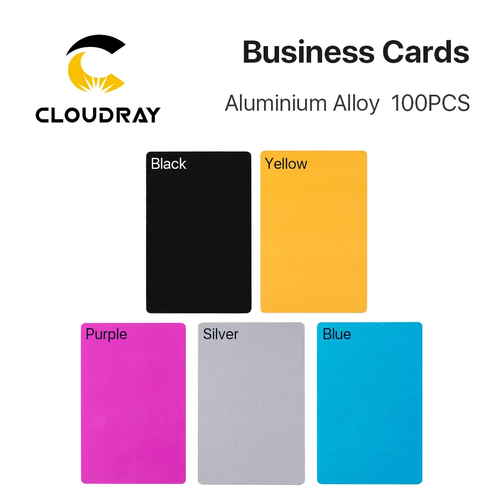 Cloudray 100 개/몫 비즈니스 이름 카드 레이저 마킹 기계에 대 한 여러 가지 빛깔의 알루미늄 합금 금속 시트 테스트 재료
