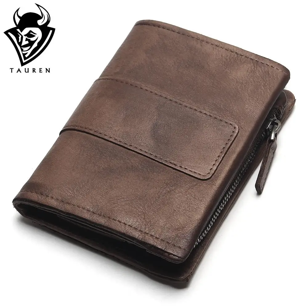 TAUREN New Short Wallet Women Coin Wallets Men Coin Purse Genuine Leather Lady Zipper Design With Coin Purse Pockets Short Walet trendy women s coin purse with owl print and pu leather design