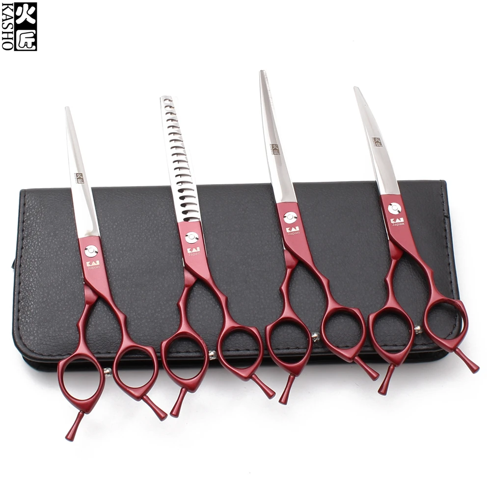 

H3009 6.5In. Red 440C Animal Scissors Straight Scissors Thinning Shears Dogs Scissors Pets Scissors Professional Grooming Shears