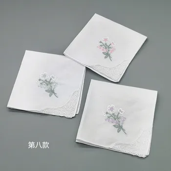 

3pcs Embroidery Flower White Handkerchiefs Ladies Lace Handkerchief Women Cotton Towels chustki zakdoek fazzoletto mouchoir H09