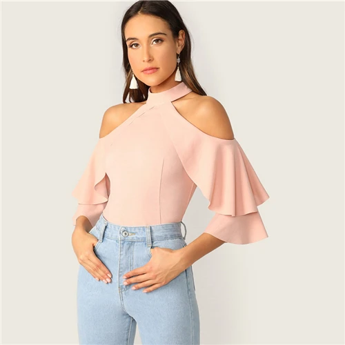 blusa rosa pastel