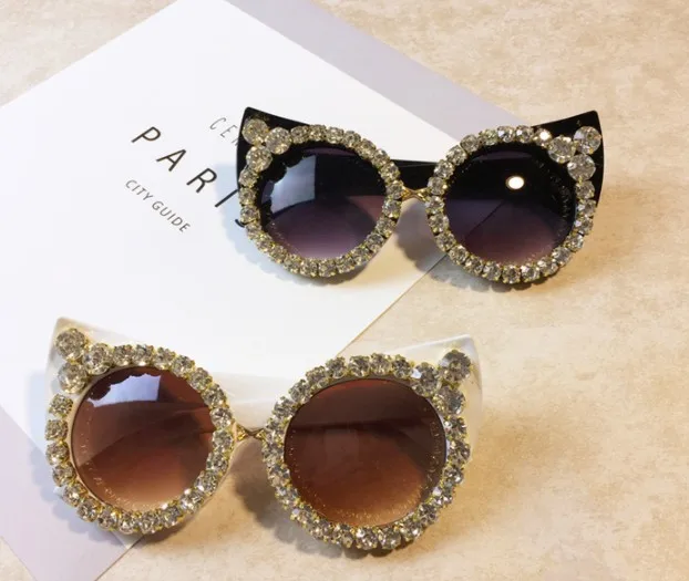 

ZAOLIHU Diamond Round Shape Women Sunglasses Cat Eye Designer Female Sun Glasses UV400 Eyewear Brand Crystal Gafas de sol