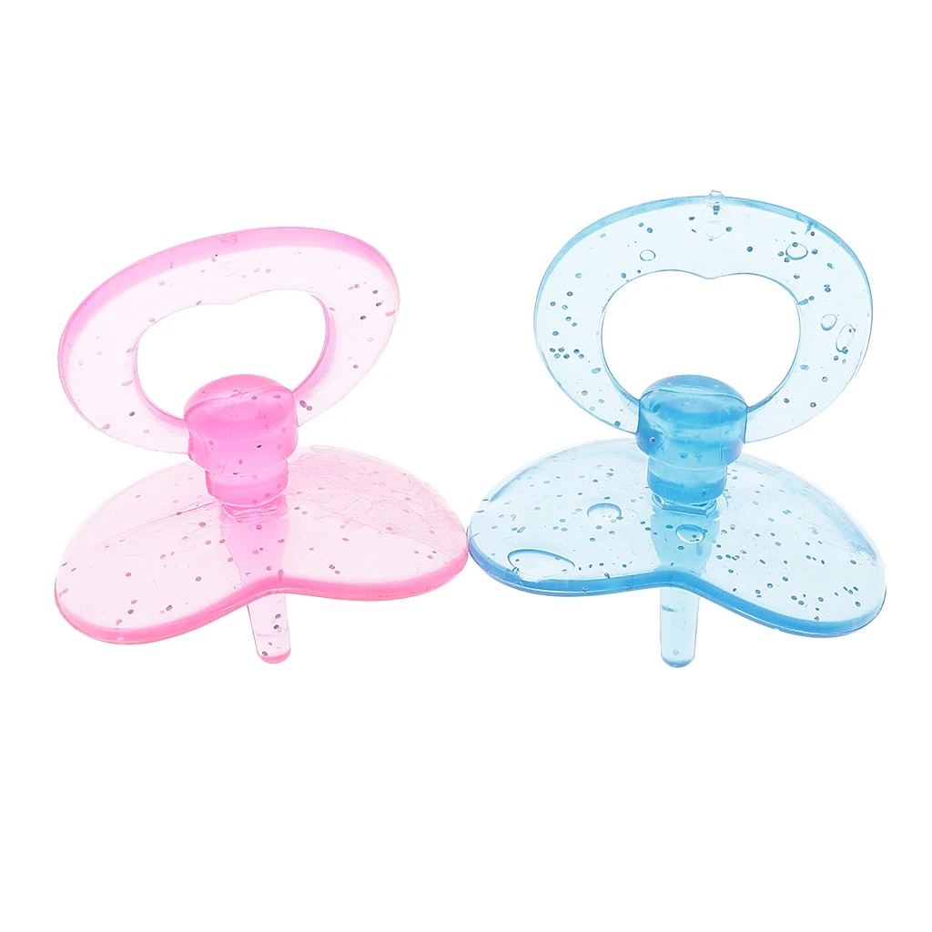 2 Pieces Pink& Blue Baby Dolls Pacifier for Barbies Baby Nursery Room Accs Kids Pretend Play Toy for Kelly Dolls Baby Doll 