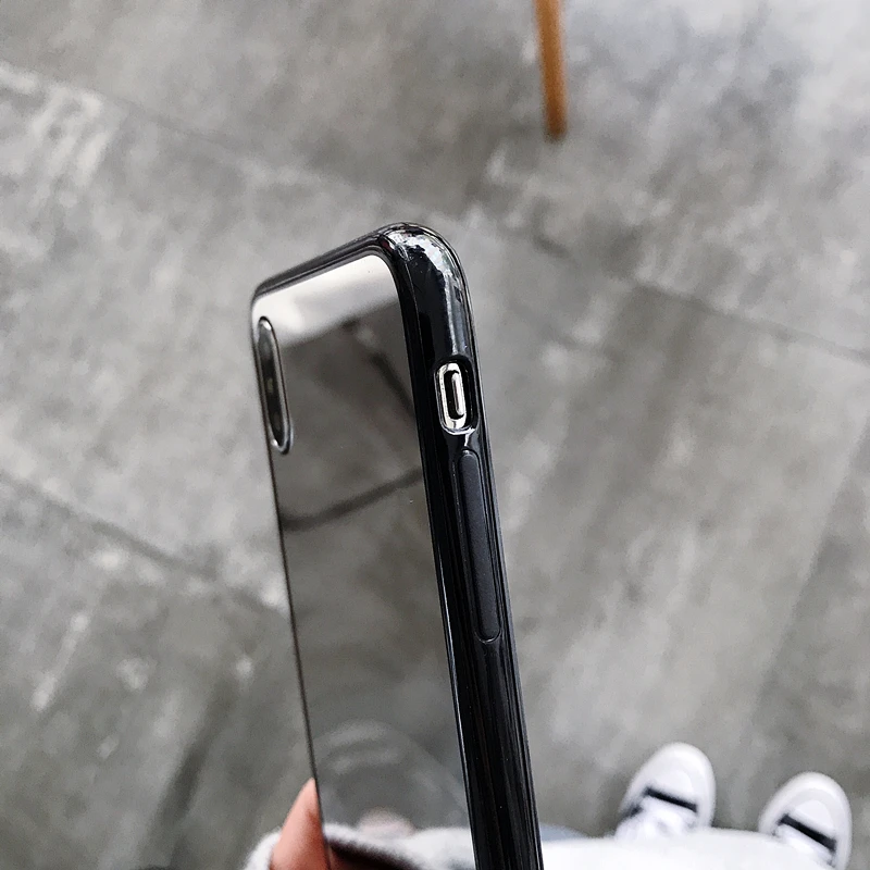 Роскошный чехол для телефона с черными краями iPhone XR XS MAX задняя крышка зеркальный