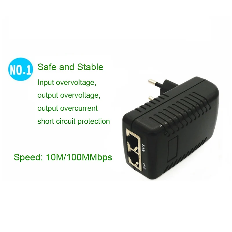 POE 48 В 0.5a Инжектор PoE ЕС, США, Великобритании AU настенных розеток Ethernet-адаптер для IP Камера Мощность Over Ethernet коммутатору инжектора Питание