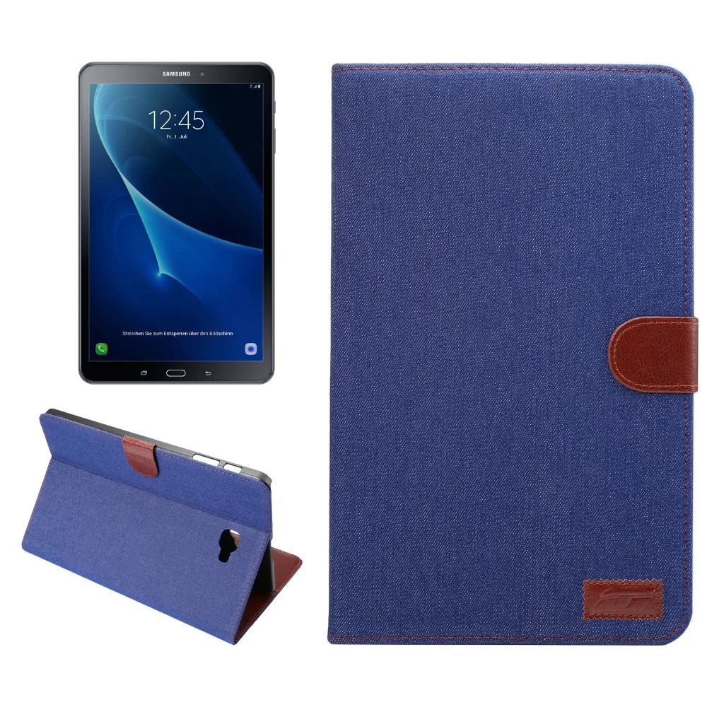 Жан ткань Smart Cover для Samsung Galaxy Tab 10.1 дюймов T580 t585 с помощью кредитной карты карман фото Рамки PU кожаный чехол