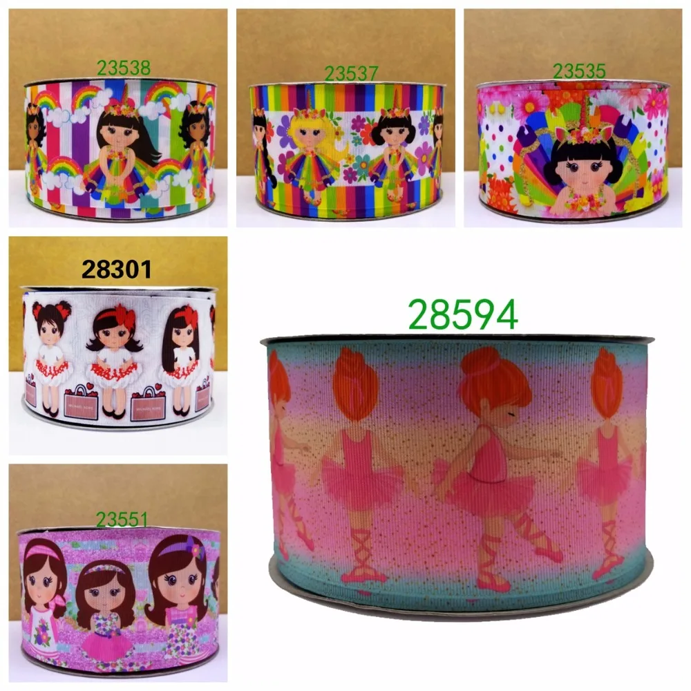 

Free shipping 50 yard per size cartoon ribbon printed grosgrain ribbon 28594