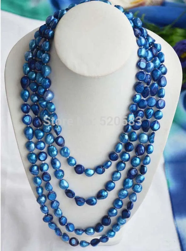 

100" 11mm blue baroque freshwater cultured pearl necklace