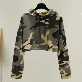 

Autumn Sweatshirt Women HOT Camouflage Long Sleeve Casual Fashion Simple O-Neck Pullover Short Hooded Sweatshirt Freeship свитер