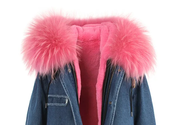 Furlove, новинка, настоящее большое зимнее пальто из меха енота, Женская куртка, пальто, воротник, утолщенный, теплый, мягкий, хлопок, Женская куртка на меху - Цвет: color 19