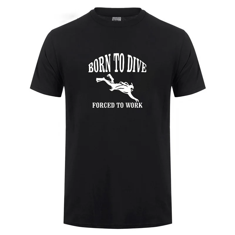 Футболка Born To Dive Forced Work забавный подарок на день рождения для мужчин мужская