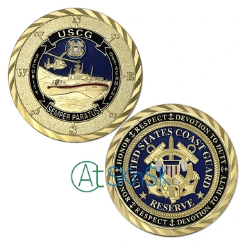

1-10pcs New USCG gold plated coin army commemorative medals coin collectible crafts Unite States Coast Guard challenge coins