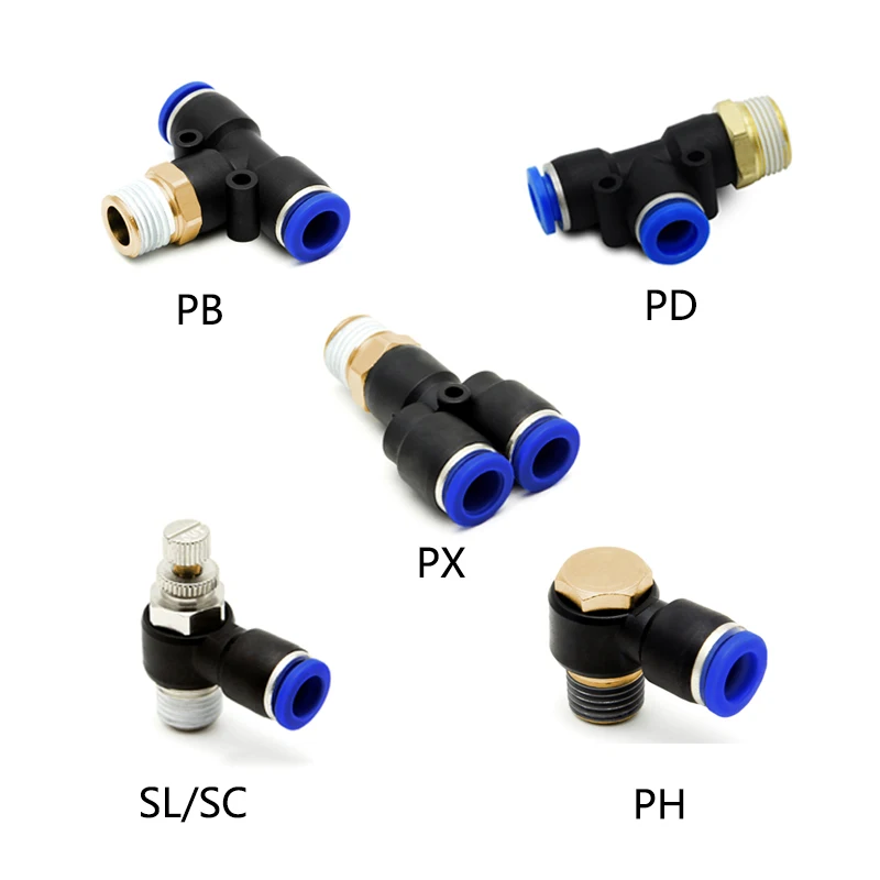 1 шт. пневматический соединитель PB/PD/PX/SL/PH 4-12 мм шланг трубка воздушный фитинг 1/" 1/8" 3/" 1/2" BSPT Мужская резьба трубопроводная муфта
