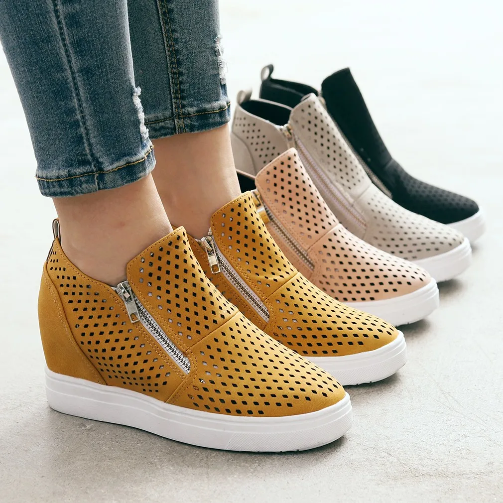 

Winter Boots Women Ladies Fashion Sole Hollow Zipper Ankle Flat Round Toe Casual Boot shoes woman Martin Short Boots botas mujer