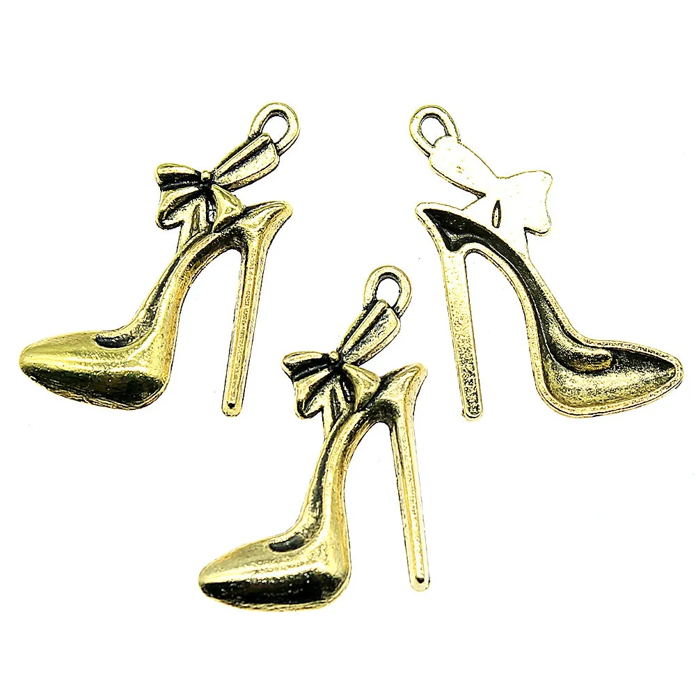 6pcs 3 Colors High Heeled Shoes Pendant Charms High Heels Shoe Charm