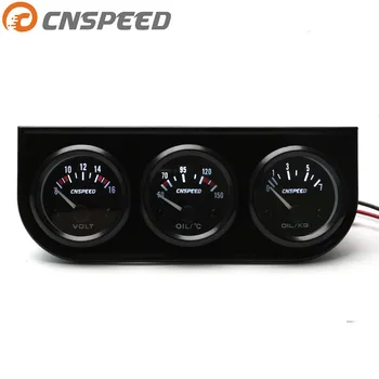 

CNSPEED (Oil Temp Gauge+ Voltmeter +Oil pressure Gauge)3 in 1 Triple Gauge Kit Car 52mm Electrial Car Meter YC101267