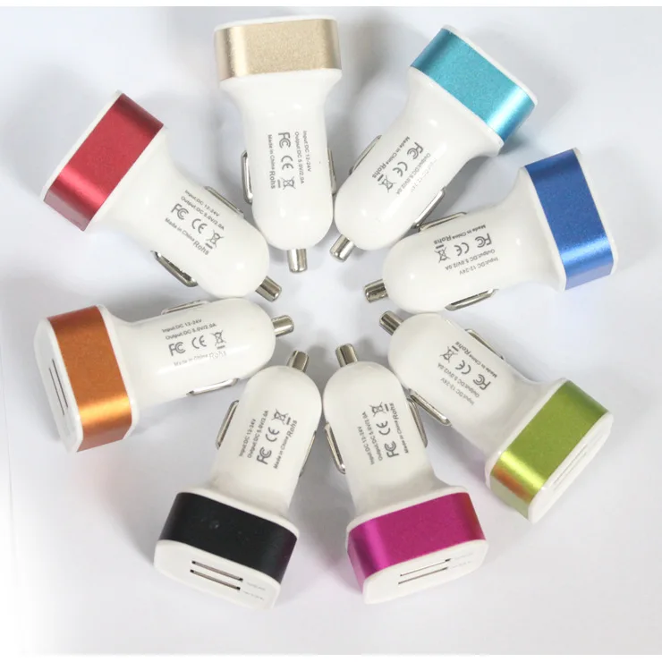 500 шт универсальное автомобильное зарядное устройство USB 2.4A двойной USB Автомобильное зарядное устройство адаптер для iPhone 7 6 S Plus для Xiaomi для Samsung Galaxy S8