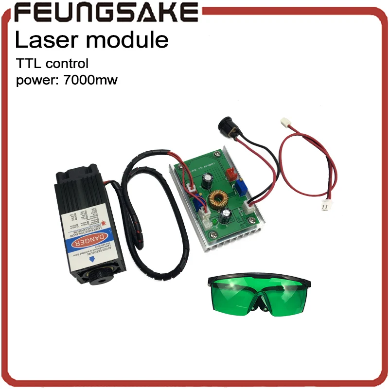 

7w laser module for engraver blue violet dot laser engraving cutting 450nm power adjustable focal length of laser head 12v DC