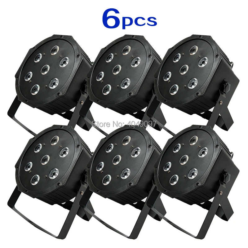 

6pce/lot DMX Control LED Par 7x12W RGBW 4IN1 Luxury DMX 8 Channels LED Flat Par Light free shipping