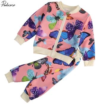 

2pcs Baby Toddler Kids Girls Clothes Butterfly Cardigan Tops + Pants Outfits Set