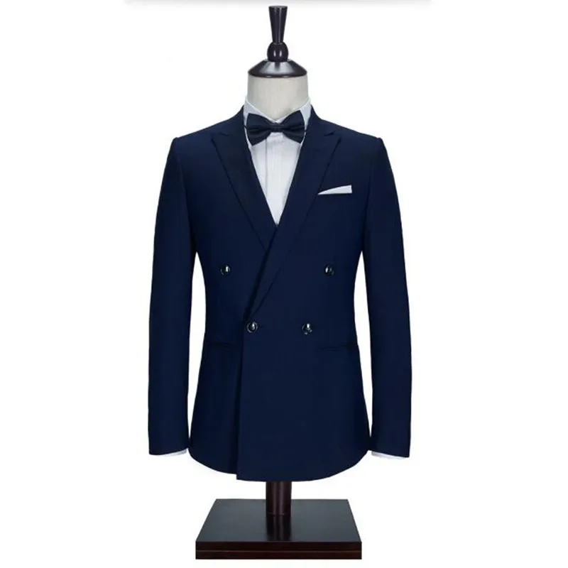 Темно синие мужские костюмы куртки стильные ручной работы свадебные смокинги