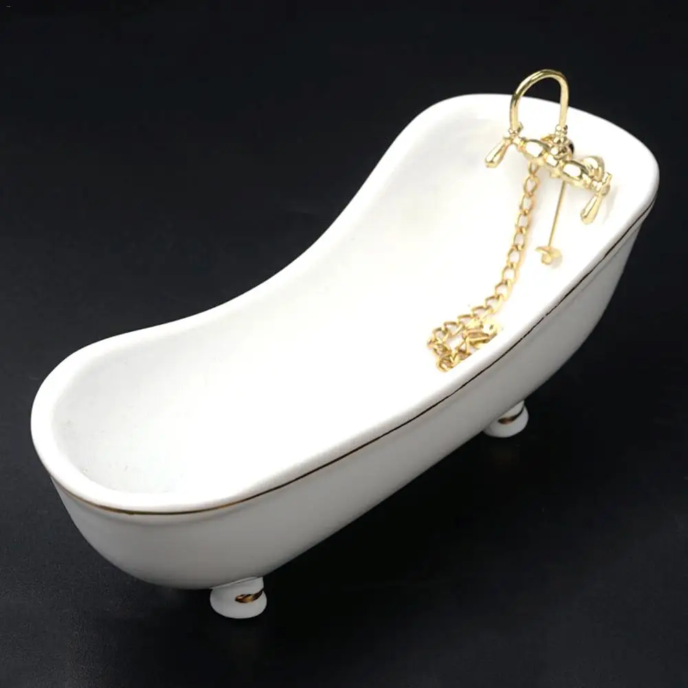 Doll Accessories 5PCS Doll House Accessory Mini Bathroom Set Bathroom Model For Doll House Toys For Girl Bathtub toilet model