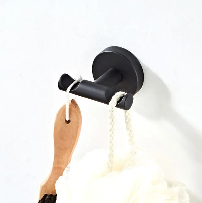 SUS 304 черные крючки для халатов из нержавеющей стали, настенный крючок, вешалка для одежды, крючки для полотенец, дверные крючки, аксессуары для ванной комнаты - Цвет: F